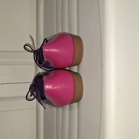 Frisco Bay vintage leather lace-up oxfords wing tips - 9M - purple pink teal - Picture 4 of 8